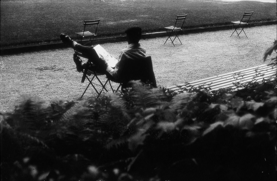 Bryant Park ReaderB&W 35mm Polaroid Film